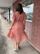 Blush Embroidered Chiffon Dress Midi Dress Tea n Rose- Tilden Co.