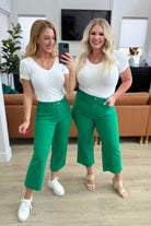 Lisa High Rise Control Top Wide Leg Crop Jeans in Kelly Green    Denim Ave Shops- Tilden Co.