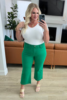 Lisa High Rise Control Top Wide Leg Crop Jeans in Kelly Green    Denim Ave Shops- Tilden Co.