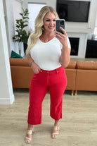 Lisa High Rise Control Top Wide Leg Crop Jeans in Red    Denim Ave Shops- Tilden Co.