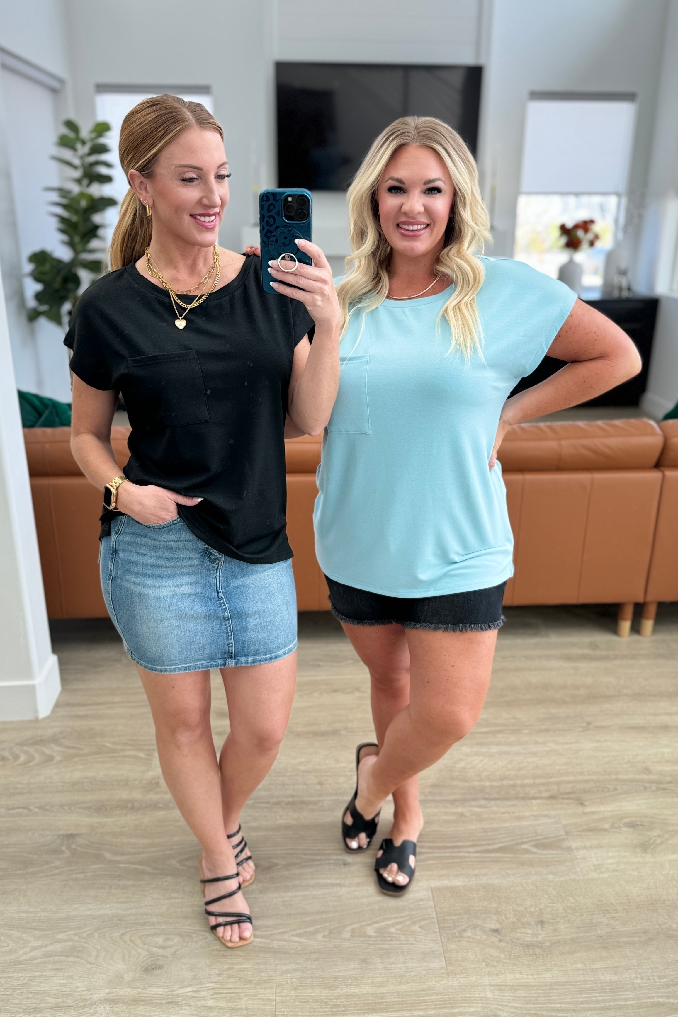 Not So Basic Pocket Tee in Blue Tops Ave Shops- Tilden Co.