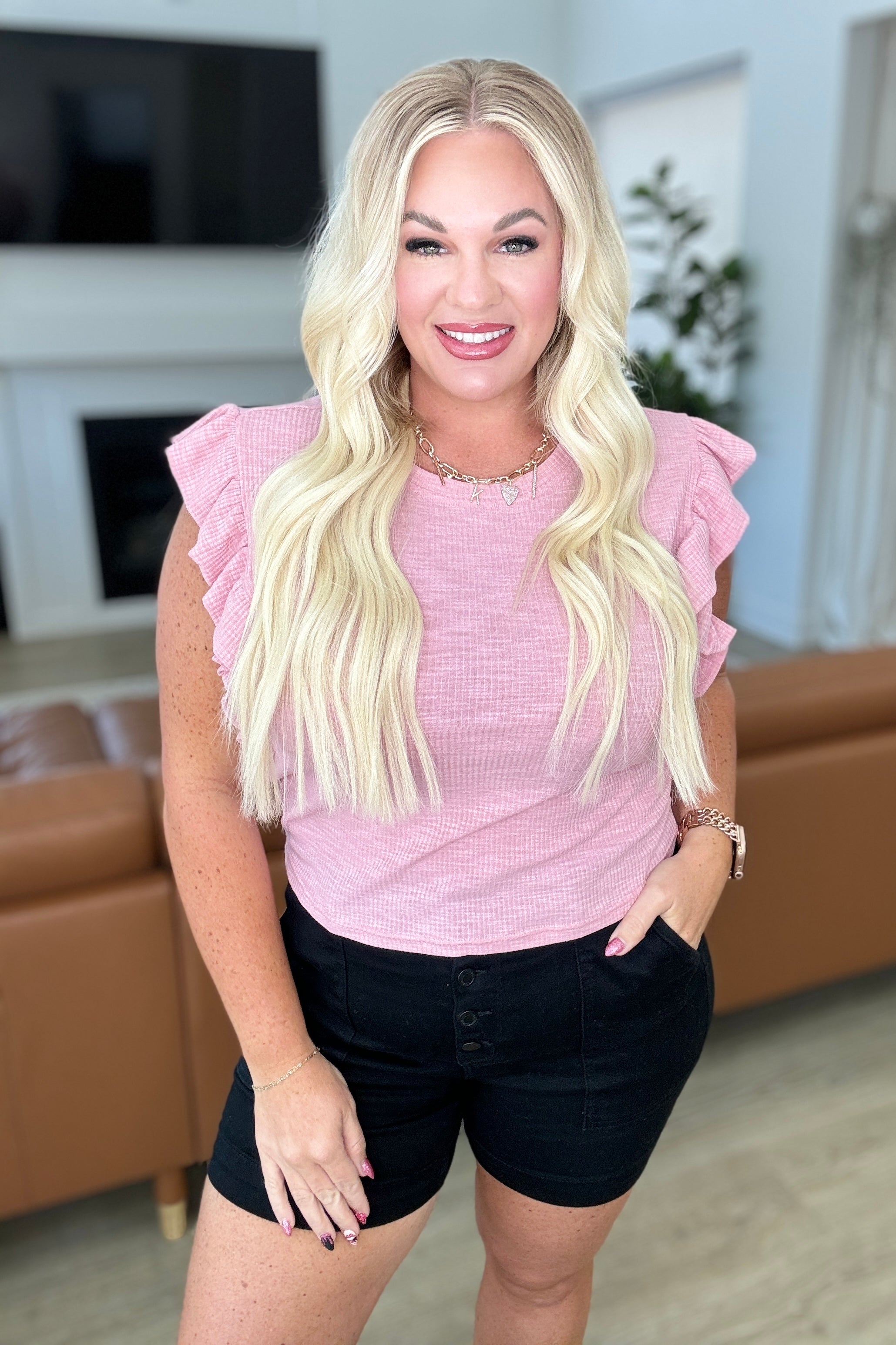 Especially Sweet Ruffle Sleeve Top Tops Ave Shops- Tilden Co.