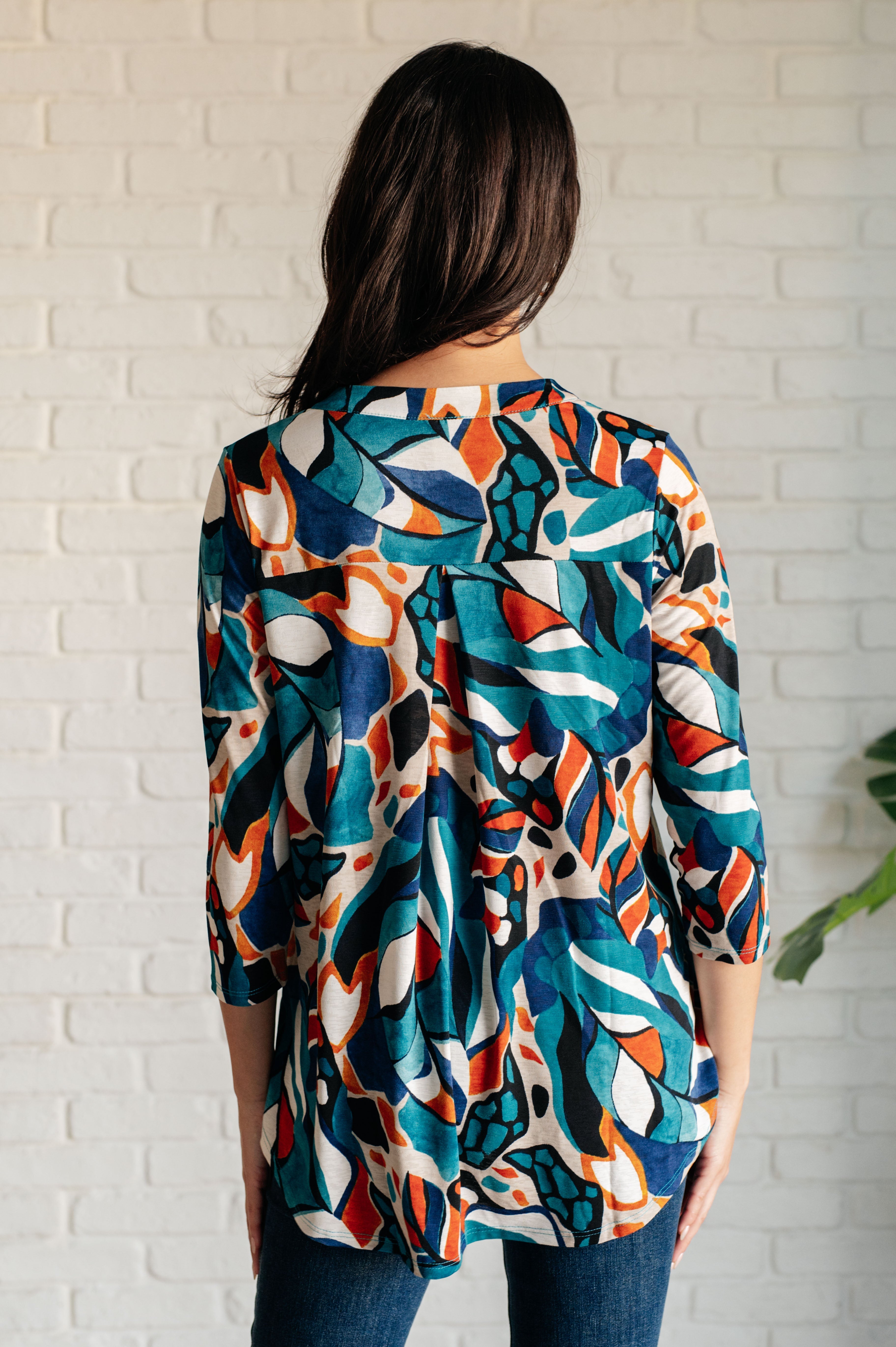 I Think Different Top in Abstract Teal Blouse Ave Shops- Tilden Co.