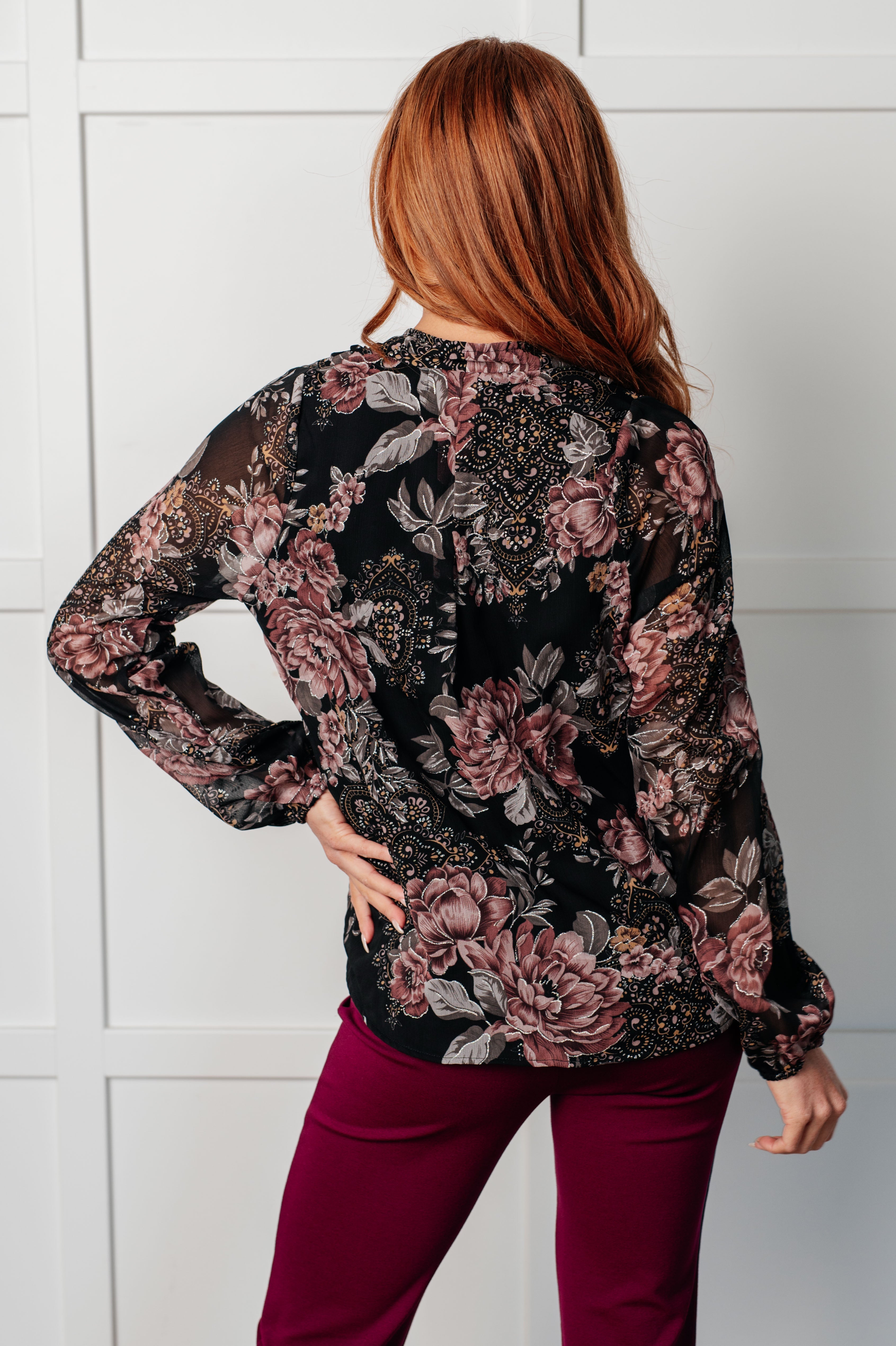 I Wish We Had it All Surplice Floral Blouse Blouses Ave Shops- Tilden Co.