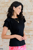 I'll Allow It Flutter Sleeve Tee In Black Tops Ave Shops- Tilden Co.