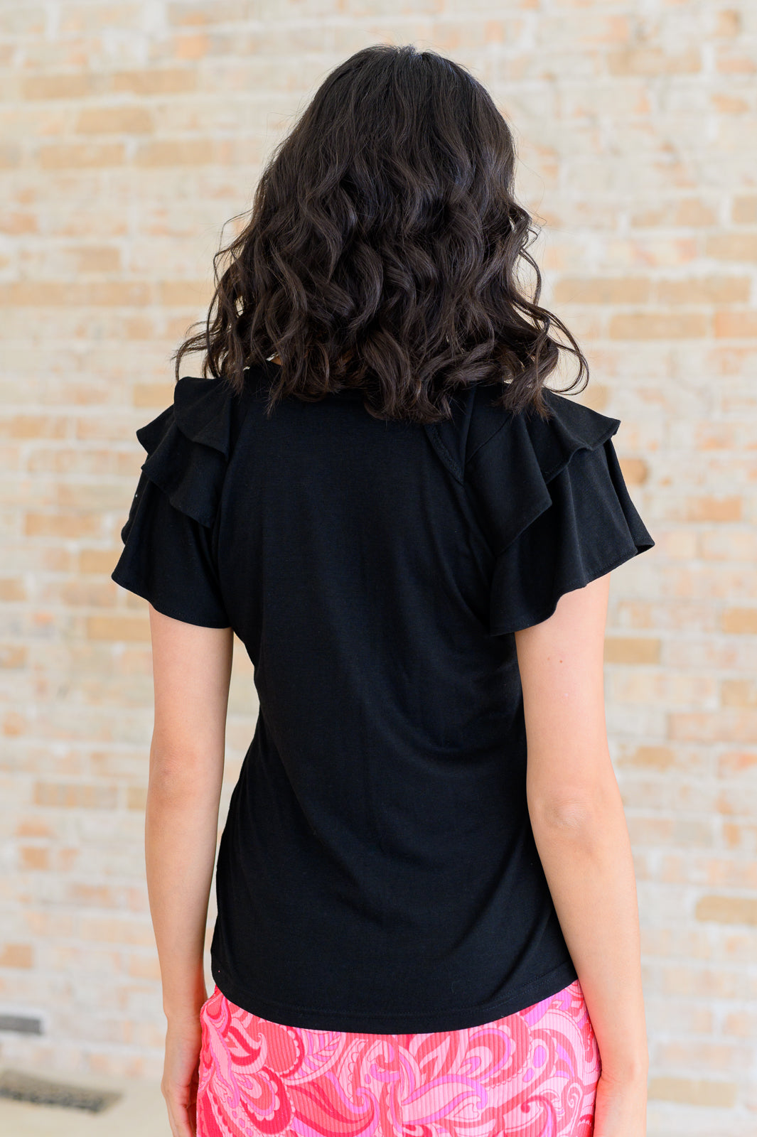 I'll Allow It Flutter Sleeve Tee In Black Tops Ave Shops- Tilden Co.