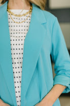 I'm Really That Gal Open Front Blazer in Aqua Cardigan Ave Shops- Tilden Co.