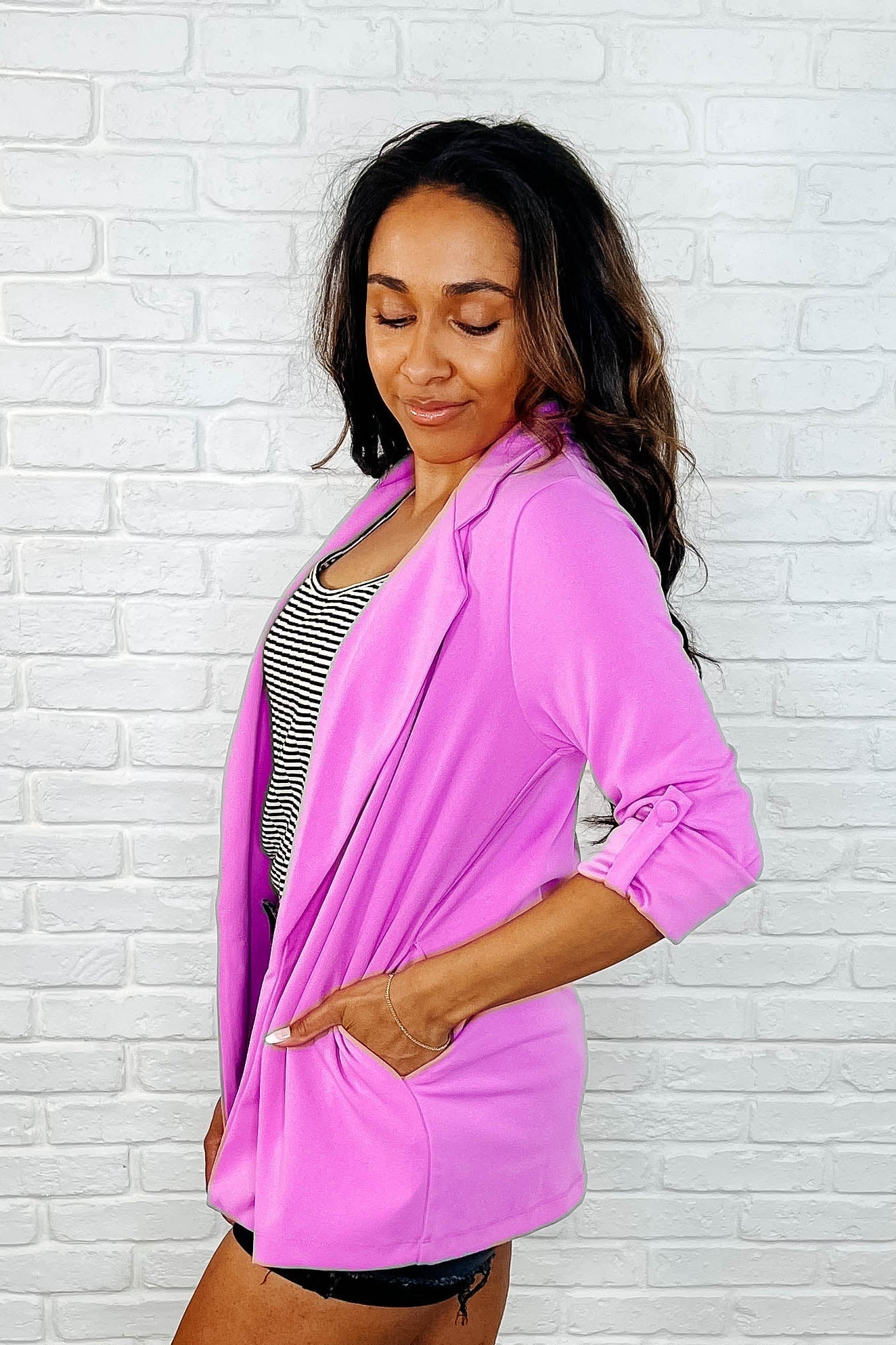 I'm Really That Gal Open Front Blazer in Orchid Glow Womens Ave Shops- Tilden Co.