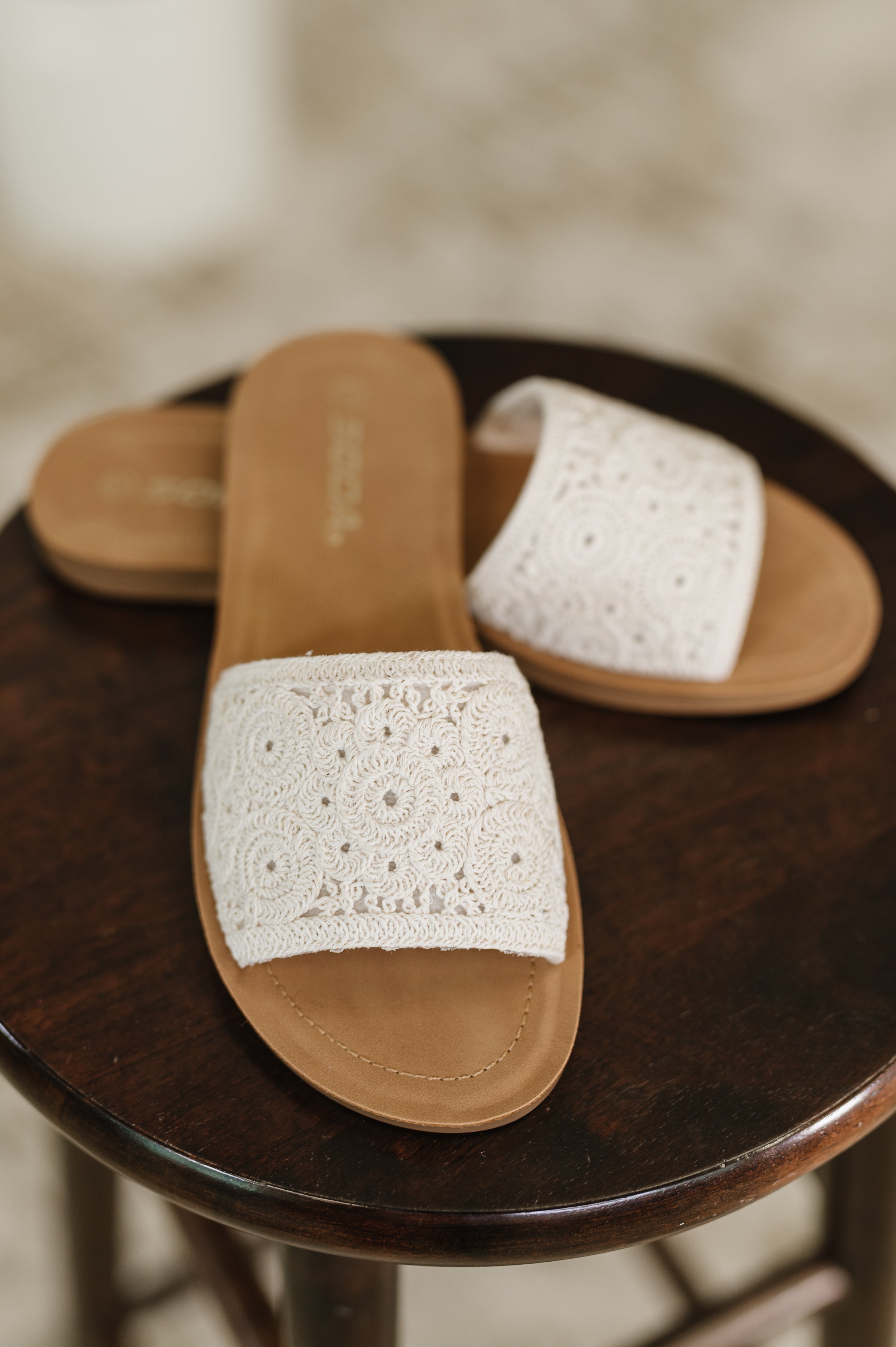 Imelda Off White Crocheted Slip On Sandal Womens Ave Shops- Tilden Co.