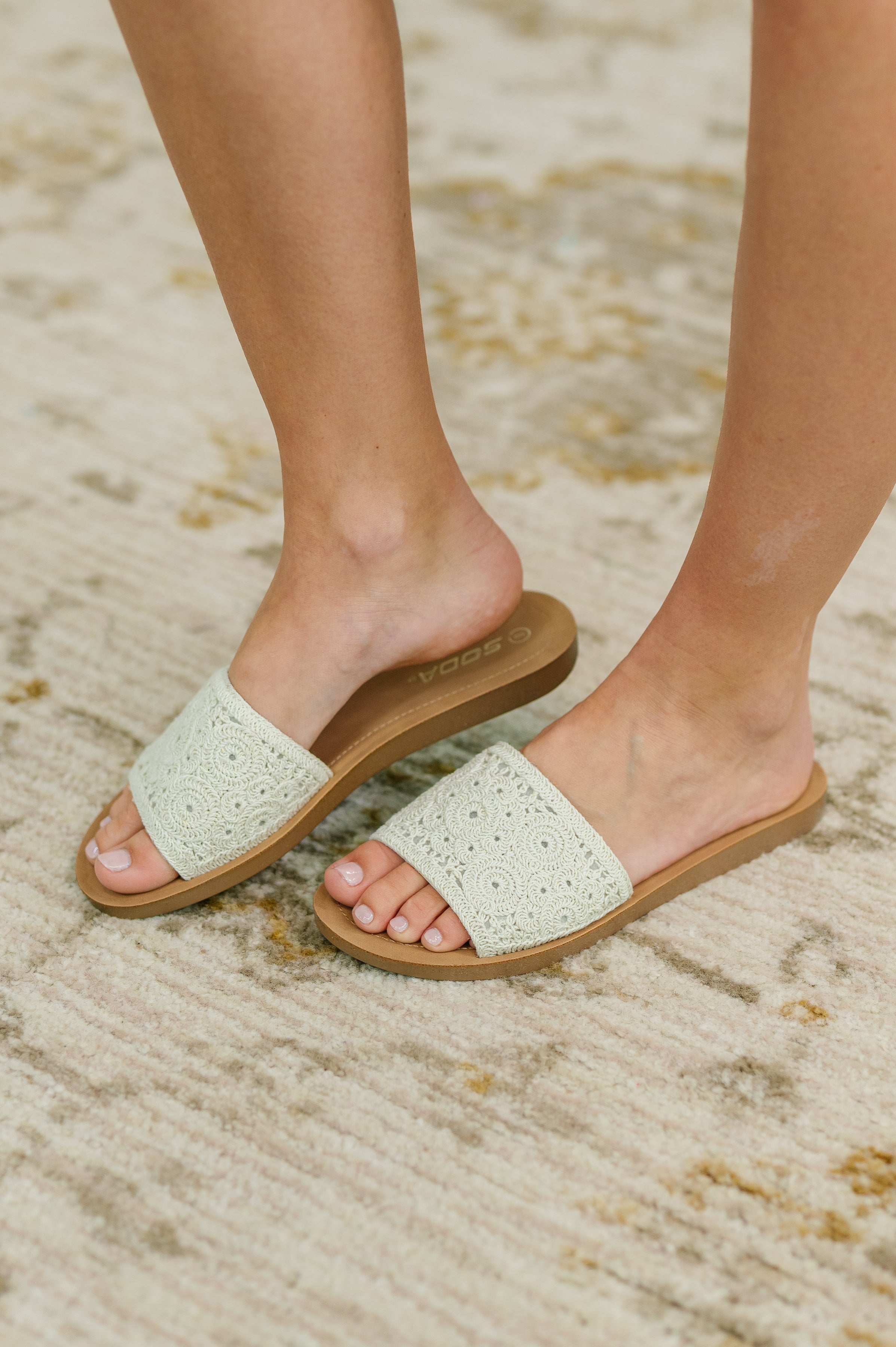 Imelda Off White Crocheted Slip On Sandal Womens Ave Shops- Tilden Co.