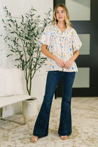 In All This Time Notch Neck Floral Blouse Blouse Ave Shops- Tilden Co.