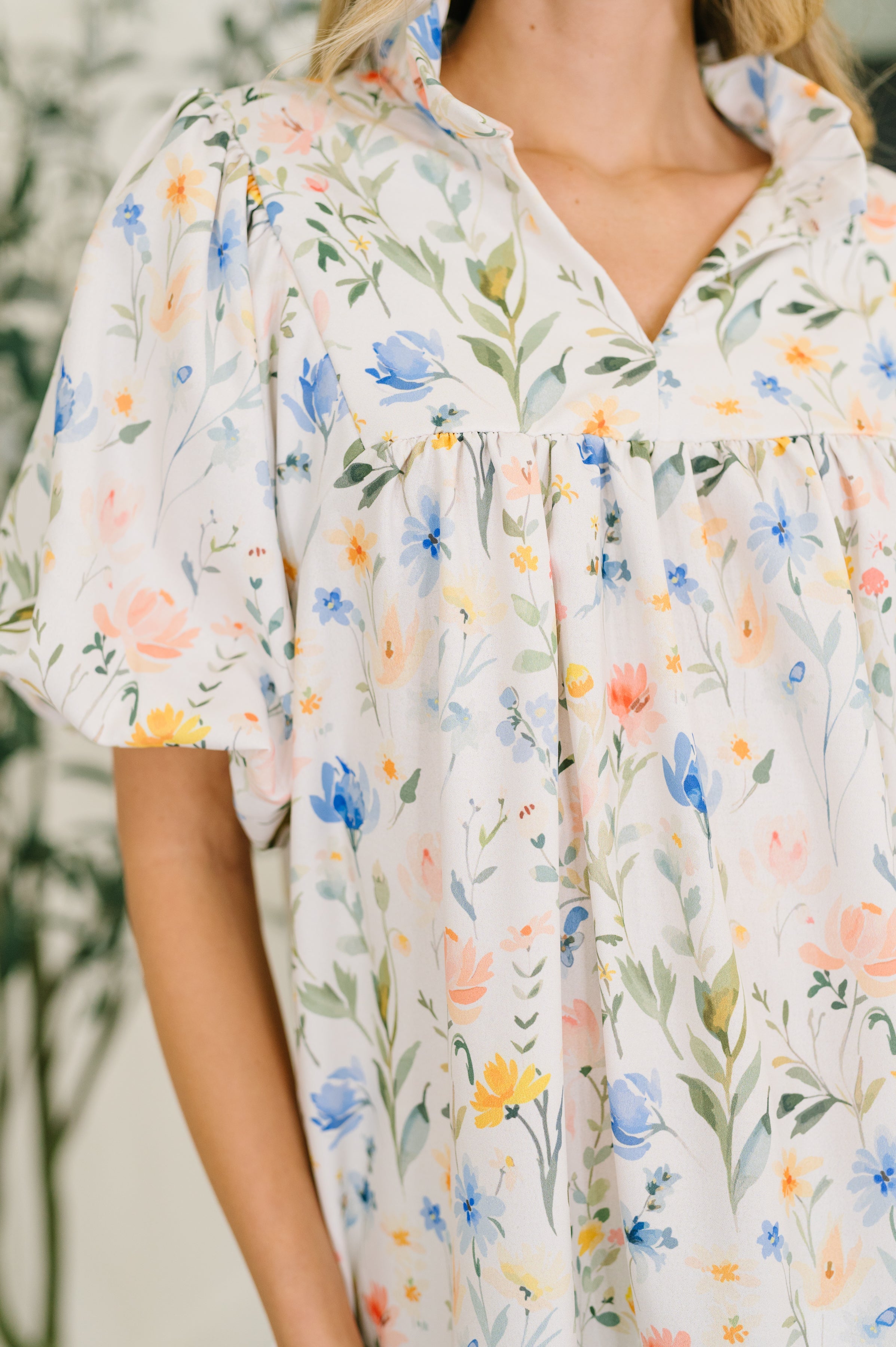 In All This Time Notch Neck Floral Blouse Blouse Ave Shops- Tilden Co.