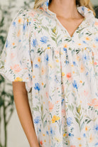 In All This Time Notch Neck Floral Blouse Blouse Ave Shops- Tilden Co.