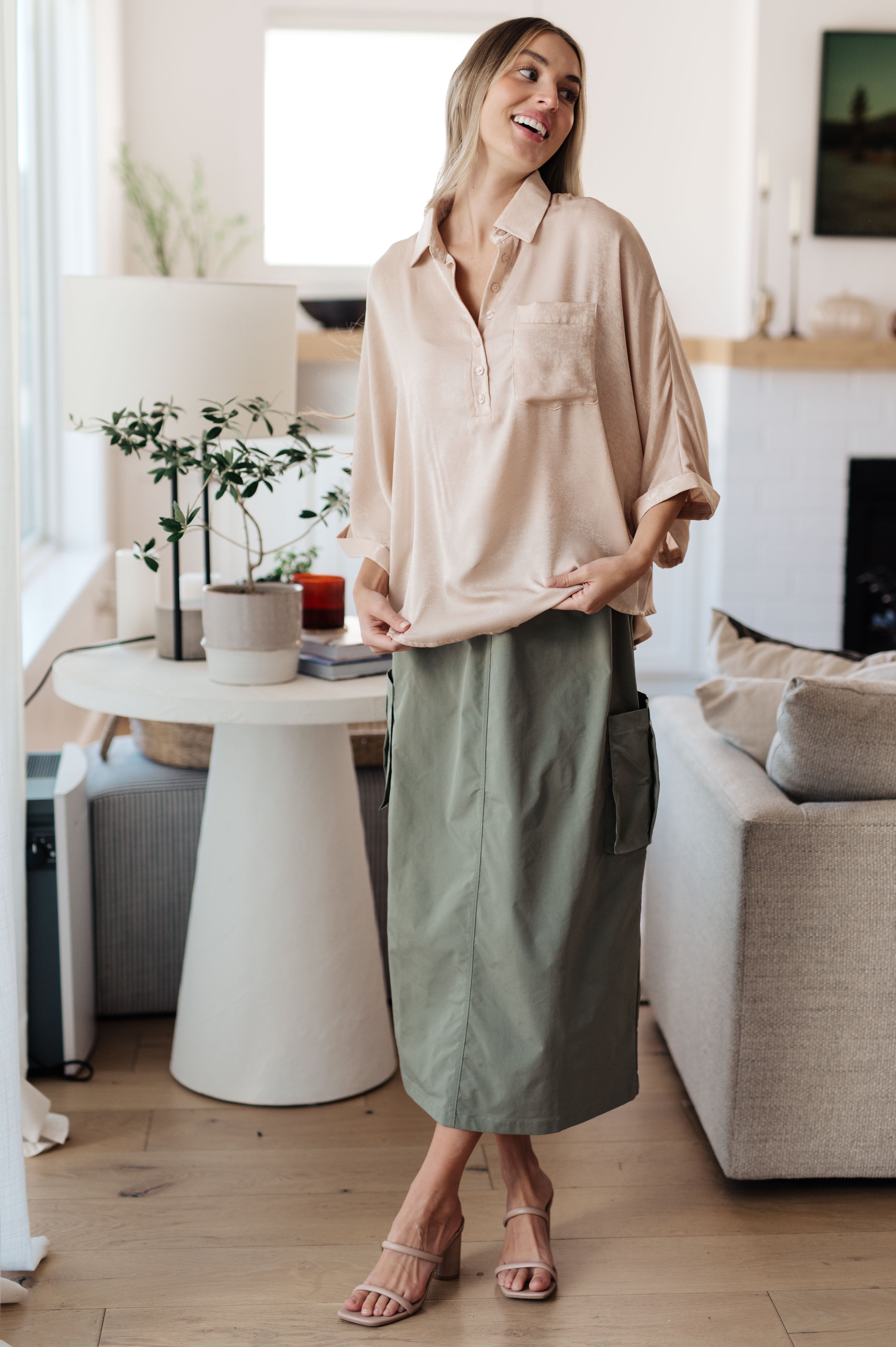 In Your Thoughts Oversized Dolman Sleeve Top in Champagne    Tops Ave Shops- Tilden Co.