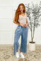 In or Out Wide Leg Cropped Pants Blue Grey Womens Ave Shops- Tilden Co.