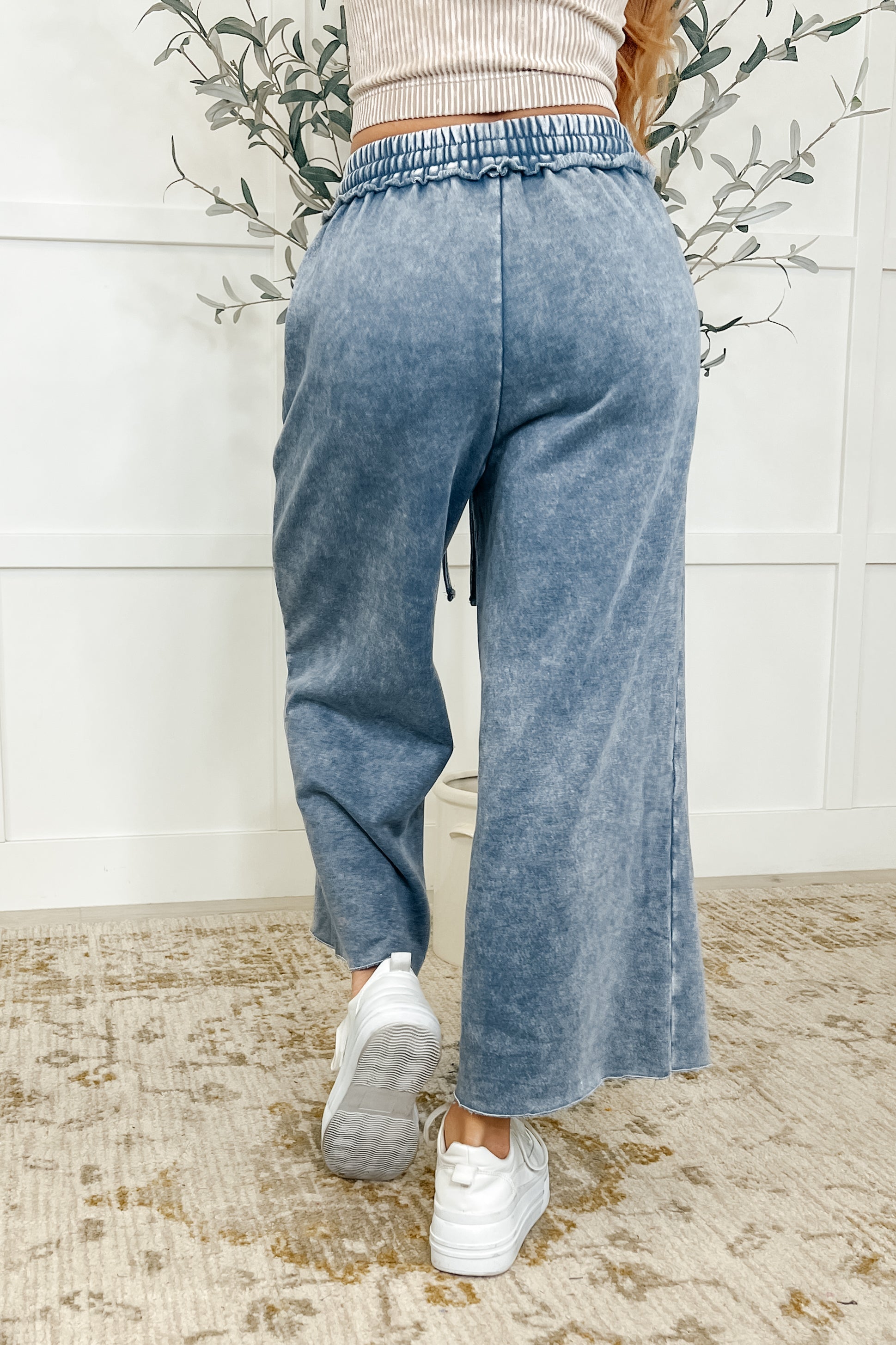 In or Out Wide Leg Cropped Pants Blue Grey Womens Ave Shops- Tilden Co.