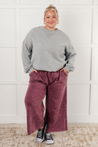 In or Out Wide Leg Cropped Pants in Eggplant Athleisure Ave Shops- Tilden Co.