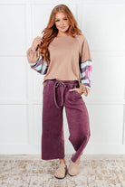 In or Out Wide Leg Cropped Pants in Eggplant Athleisure Ave Shops- Tilden Co.