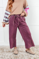 In or Out Wide Leg Cropped Pants in Eggplant Athleisure Ave Shops- Tilden Co.