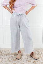 In or Out Wide Leg Cropped Pants in Light Grey Bottoms Ave Shops- Tilden Co.