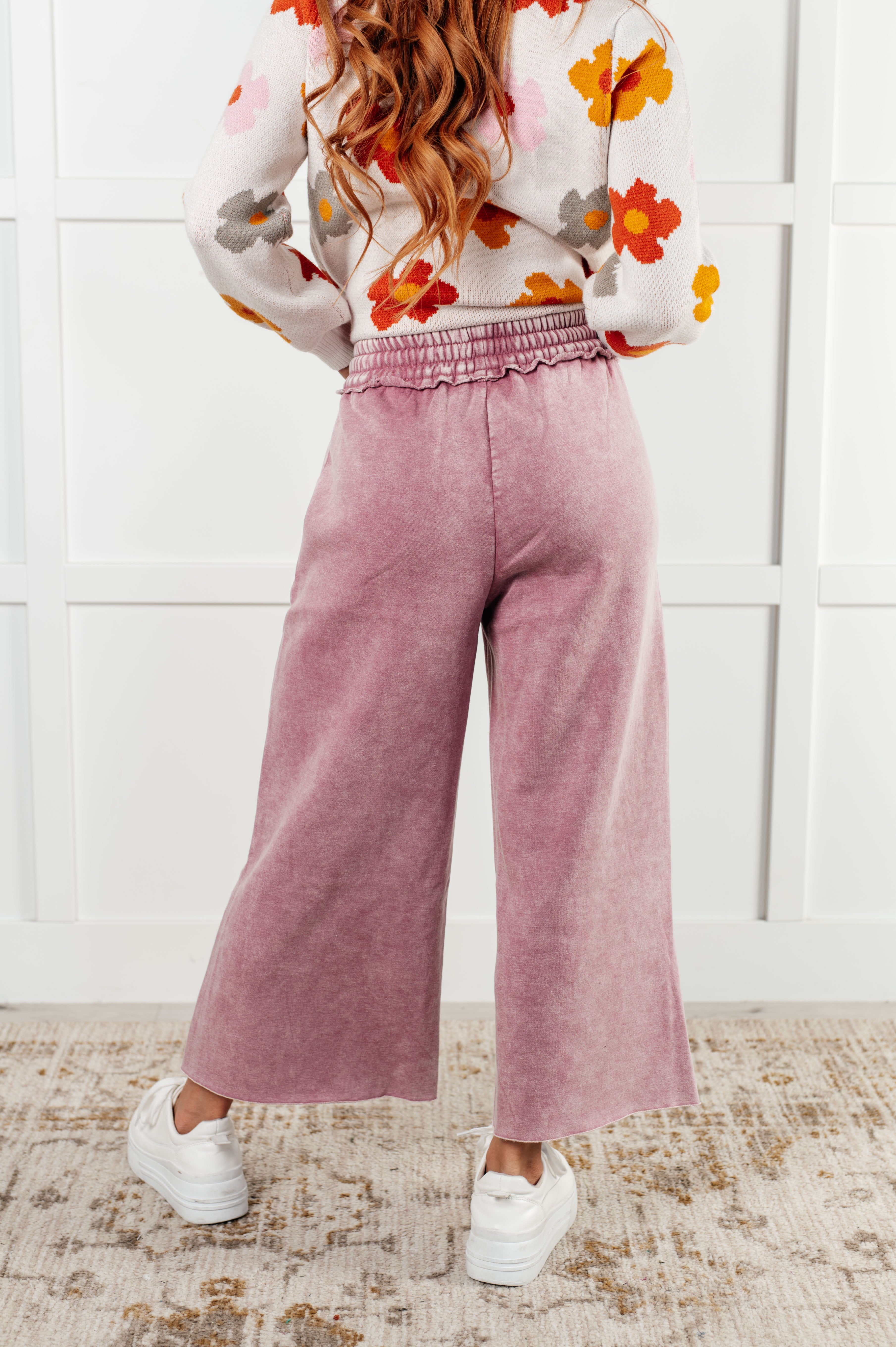 In or Out Wide Leg Cropped Pants in Light Rose Athleisure Ave Shops- Tilden Co.