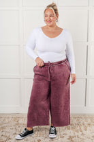 In or Out Wide Leg Cropped Pants in Eggplant Athleisure Ave Shops- Tilden Co.