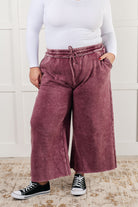 In or Out Wide Leg Cropped Pants in Eggplant Athleisure Ave Shops- Tilden Co.