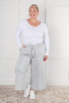 In or Out Wide Leg Cropped Pants in Light Grey Bottoms Ave Shops- Tilden Co.