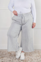 In or Out Wide Leg Cropped Pants in Light Grey Bottoms Ave Shops- Tilden Co.