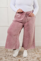 In or Out Wide Leg Cropped Pants in Light Rose Athleisure Ave Shops- Tilden Co.