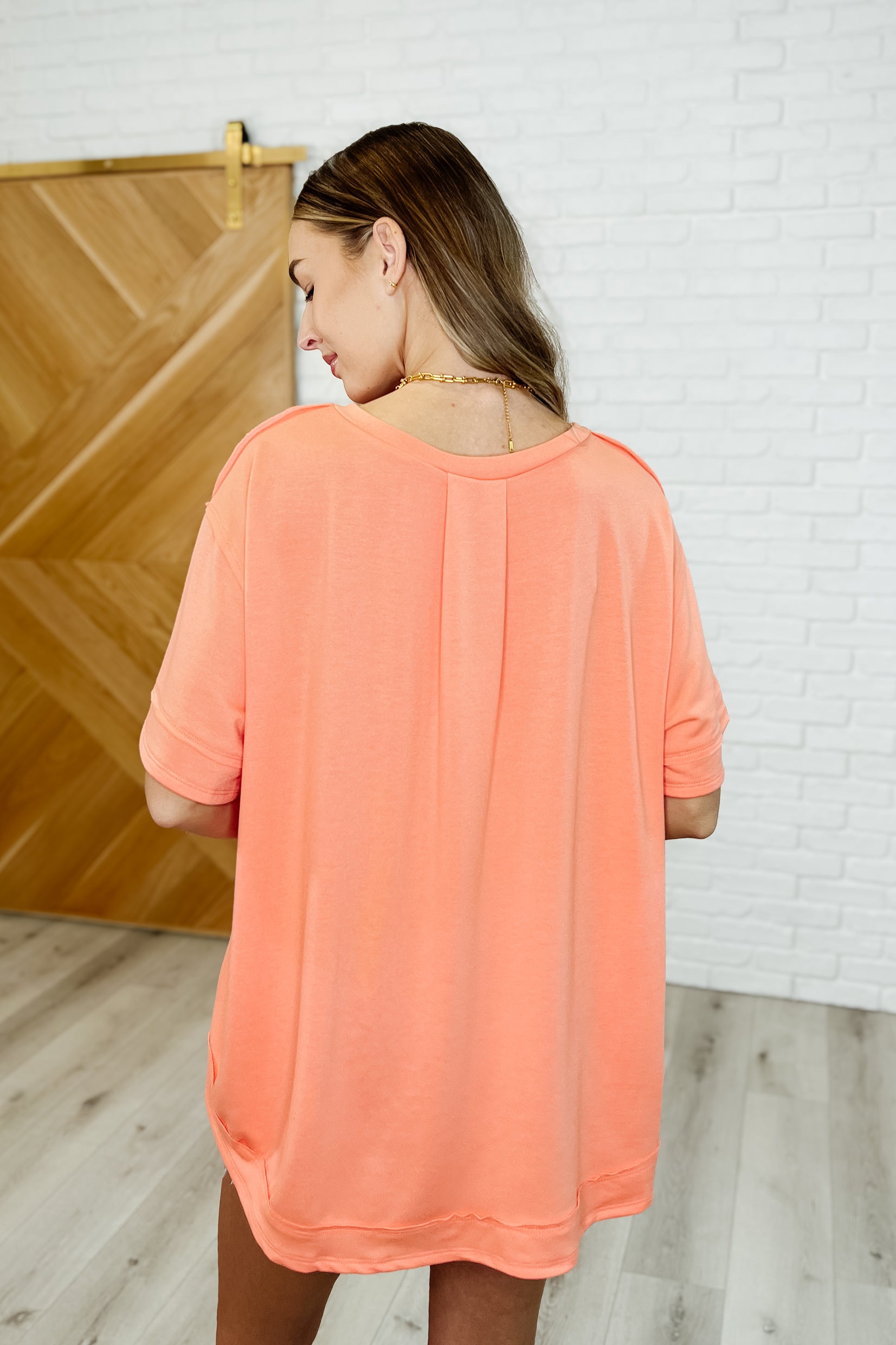 In the Rotation Exposed Seam Tee in Apricot Splash Womens Ave Shops- Tilden Co.