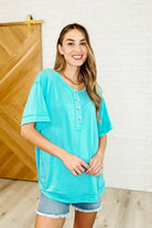 In the Rotation Exposed Seam Tee in Aqua Womens Ave Shops- Tilden Co.