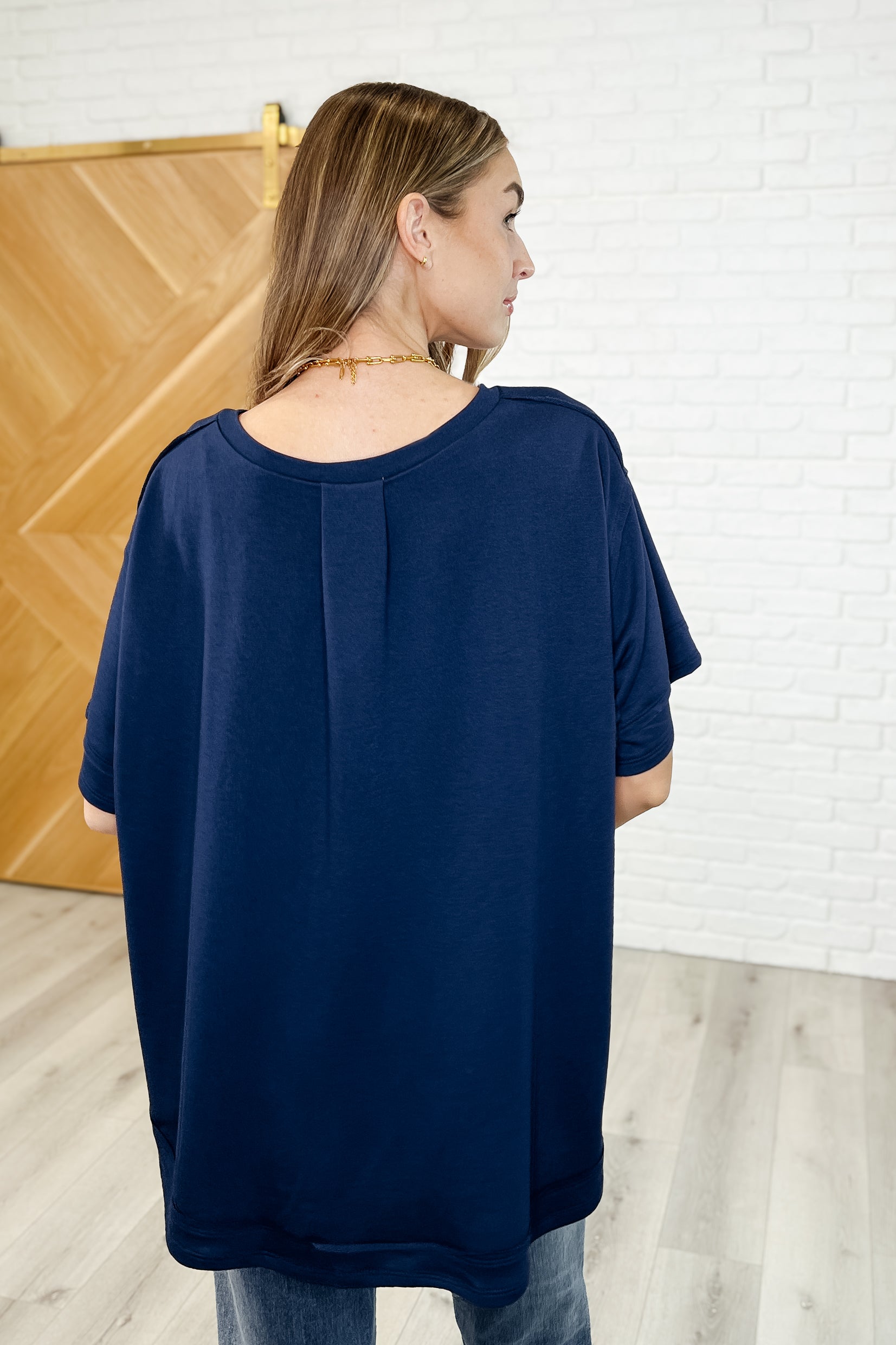 In the Rotation Exposed Seam Tee in Navy Womens Ave Shops- Tilden Co.