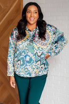 In the Willows Button Up Blouse in Teal Paisley    Tops Ave Shops- Tilden Co.