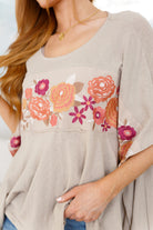 Isabel Embroidered Tunic in Mocha    Tops Ave Shops- Tilden Co.