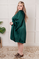 Isn't It Lovely Poly Satin Butterfly Sleeve Dress    Dresses Ave Shops- Tilden Co.