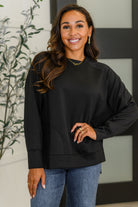 It's The Little Things Relaxed Scuba Pullover in Black Womens Ave Shops- Tilden Co.