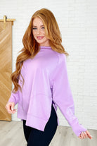 It's The Little Things Relaxed Scuba Pullover in Lavender Womens Ave Shops- Tilden Co.
