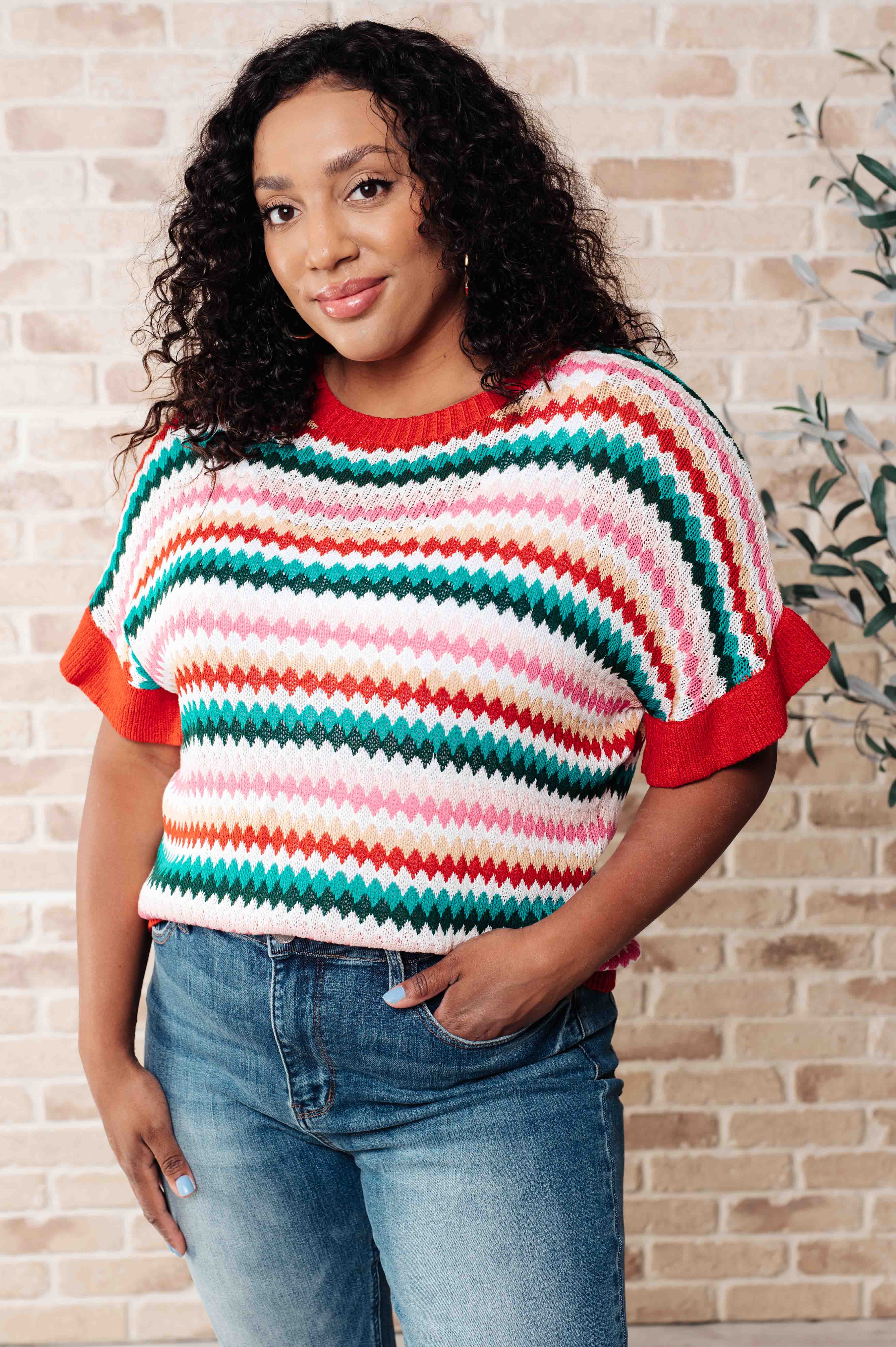 It's a Go Striped Knit Top    Tops Ave Shops- Tilden Co.