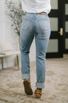 Aiden High Rise Patch Pocket Distressed Boyfriend Jeans Denim Ave Shops- Tilden Co.