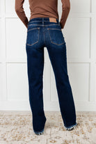 Jacqueline Mid Rise Frayed Hem Straight Leg Jean Denim Ave Shops- Tilden Co.