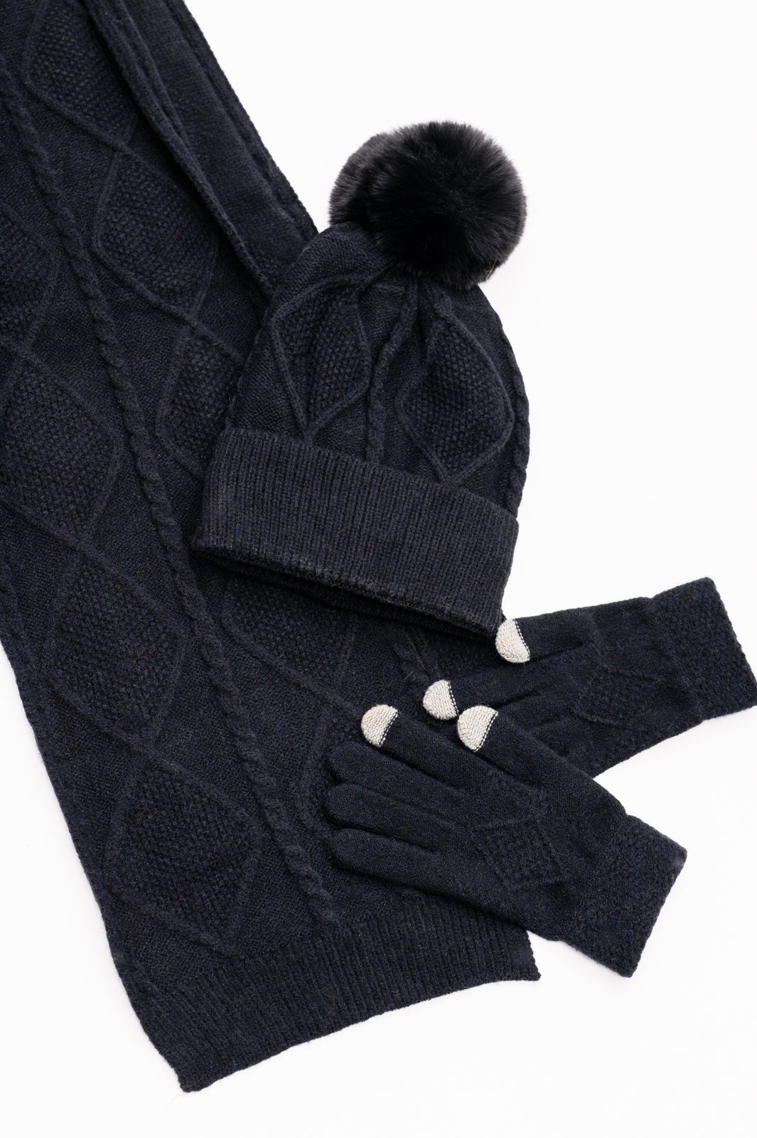 Jane Frost Beanie, Glove, and Scarf Set In Black Accessories Ave Shops- Tilden Co.