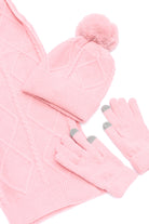 Jane Frost Beanie, Glove, and Scarf Set in Pink Accessories Ave Shops- Tilden Co.