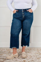 Janice High Rise Button Fly Wide Leg Crop Jeans Womens Ave Shops- Tilden Co.