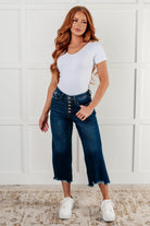 Janice High Rise Button Fly Wide Leg Crop Jeans Womens Ave Shops- Tilden Co.