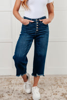 Janice High Rise Button Fly Wide Leg Crop Jeans Womens Ave Shops- Tilden Co.