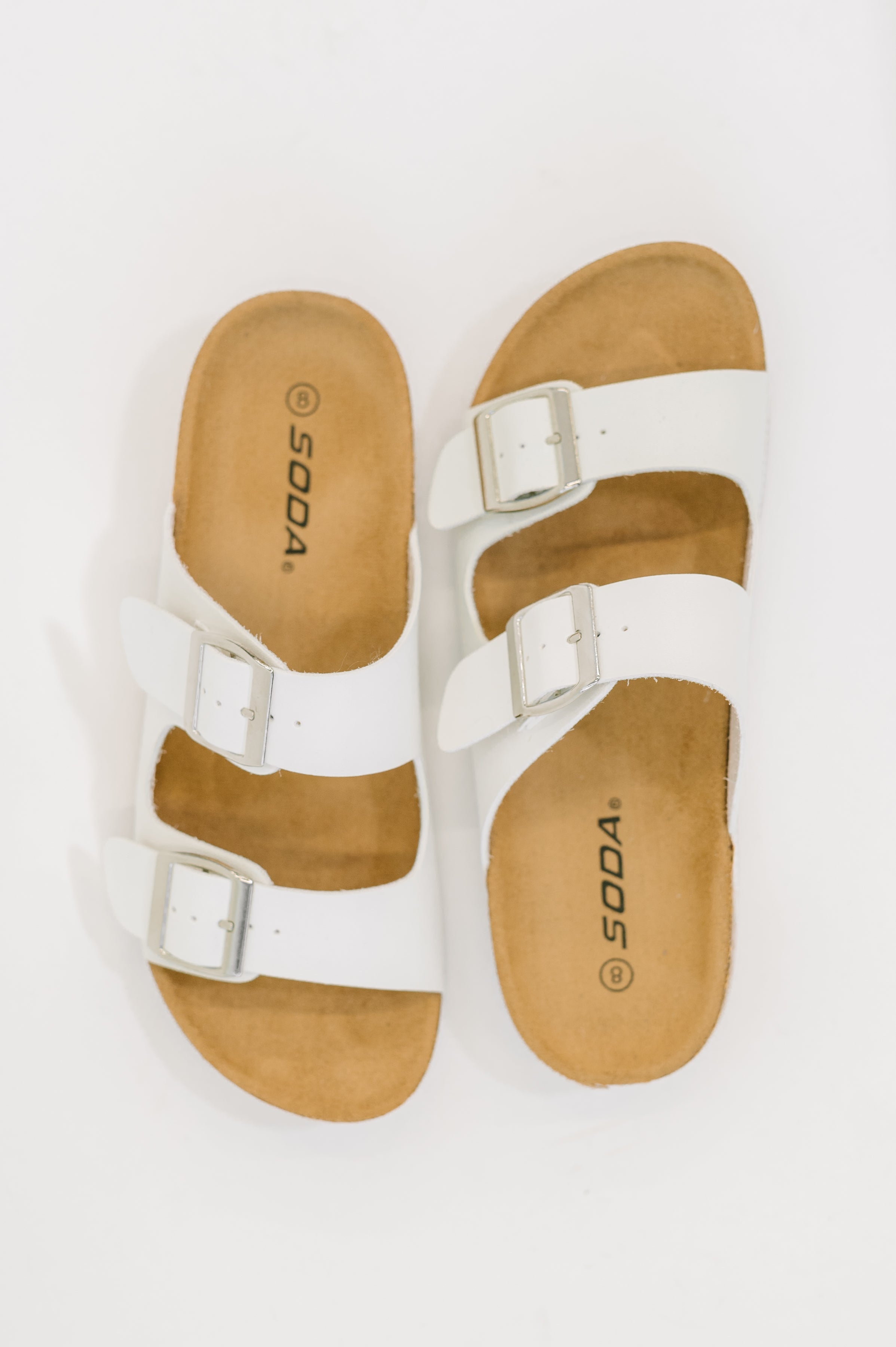 Jete Double Buckle Slides in White Sandal Ave Shops- Tilden Co.