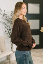 Just For Me Henley Brushed Pullover in Dark Brown Womens Ave Shops- Tilden Co.