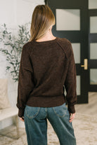 Just For Me Henley Brushed Pullover in Dark Brown Womens Ave Shops- Tilden Co.