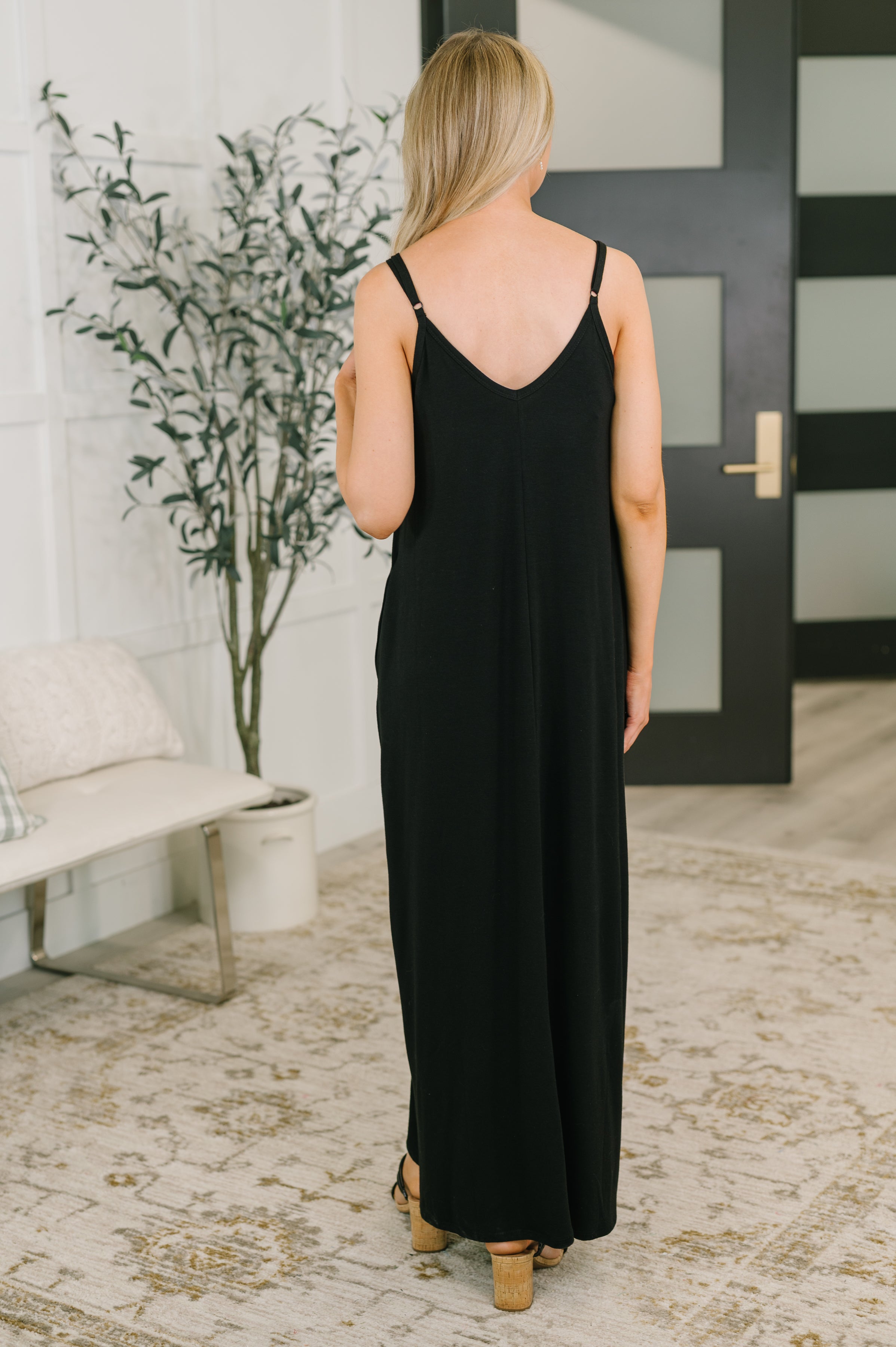 Just Getting Started Spaghetti Strap Maxi Dress in Black Womens Ave Shops- Tilden Co.
